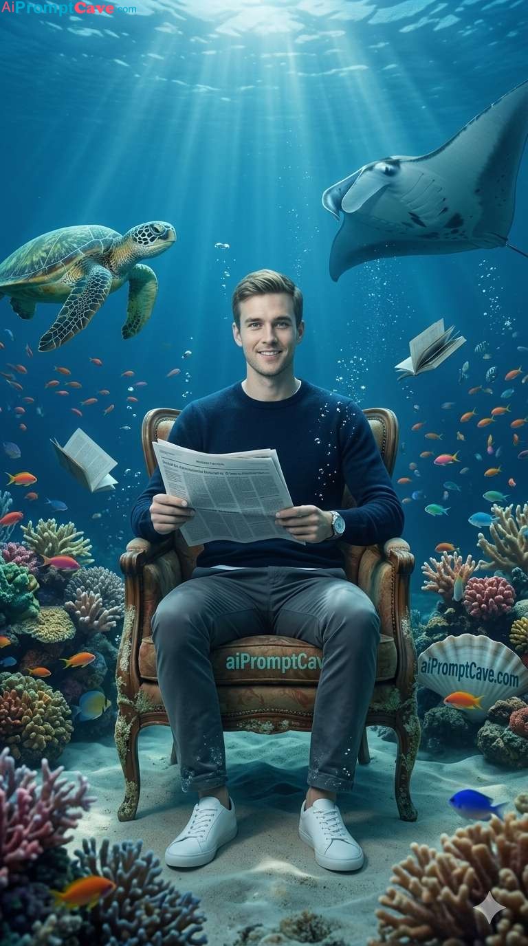Turn your Photo into Cinematic Underwater Businessman - Free Ai Prompt