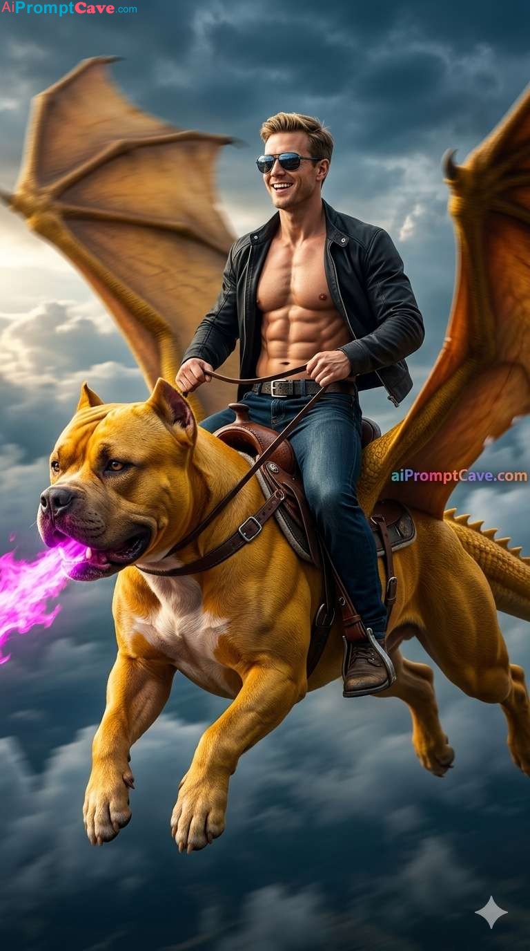 Turn your Photo into Dragon Dog Hybrid Rider - Free Ai Prompt