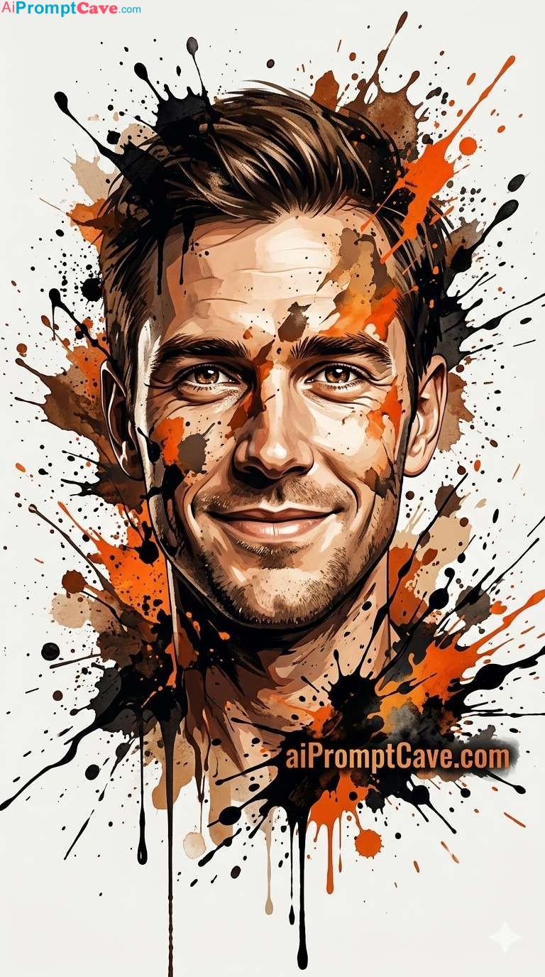 Turn your Photo into High Energy Ink Splash Artistic Portrait - Free Ai Prompt