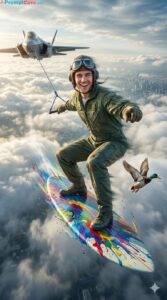 Turn your Photo into Sky Surfer Tows Fighter Jet - Free Ai Prompt