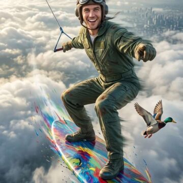 Turn your Photo into Sky Surfer Tows Fighter Jet - Free Ai Prompt