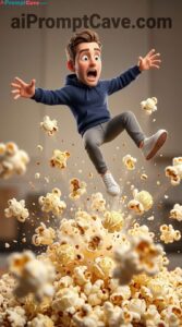 Turn your Photo into Tiny Man with Exploding Popcorn - Free Ai Prompt