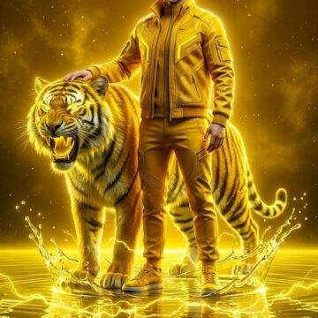 Turn your Photo into Yellow Suit with Yellow Tiger - Free Ai Prompt