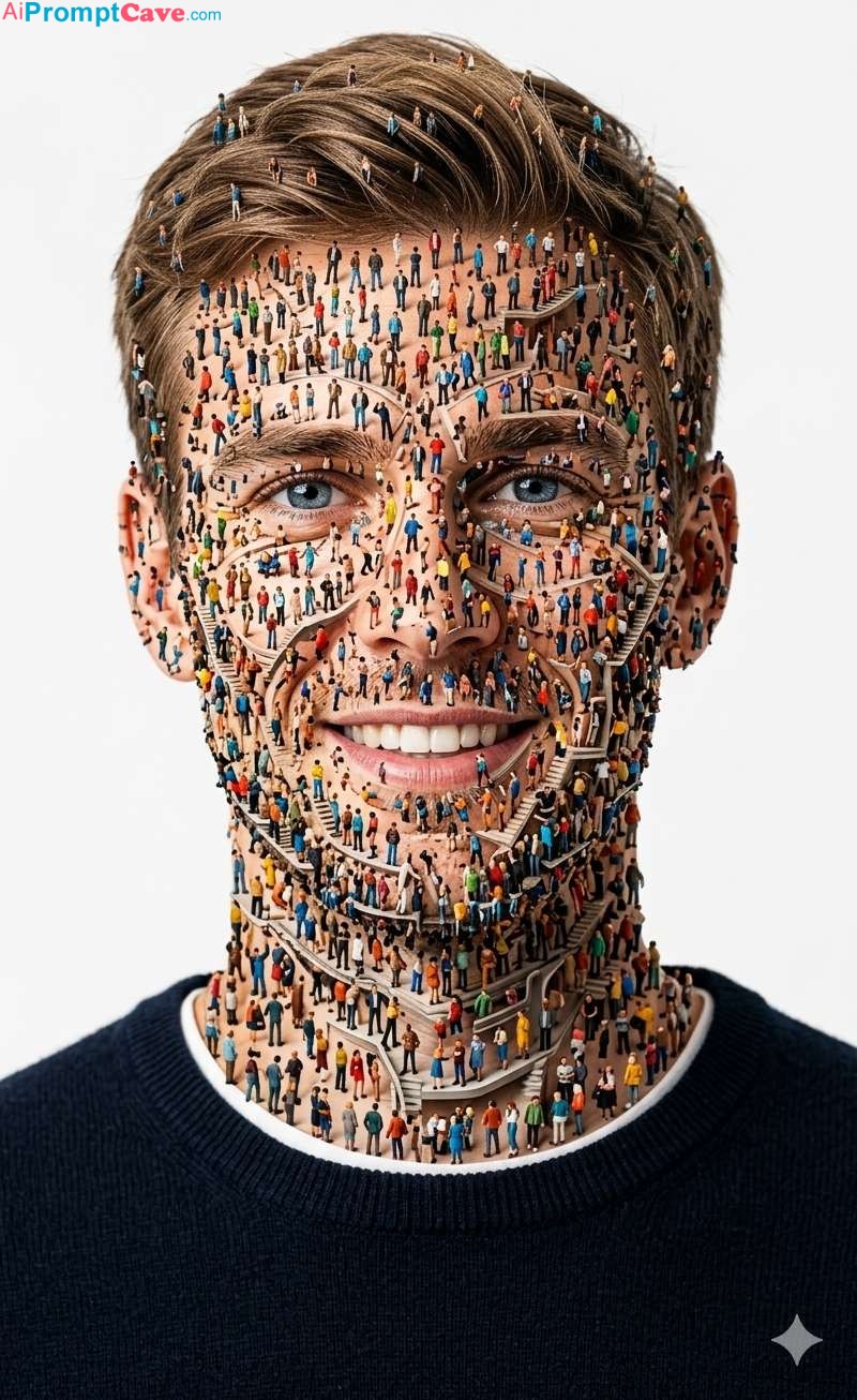 Ultra Detailed Human Crowd Face Concept Art Side Profile Macro Surreal Identity Formation - Free Ai Prompt
