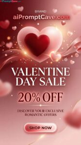 Valentine Day Sale Poster Romantic Marketing Design Cinematic Flyer - Free Ai Image Prompt