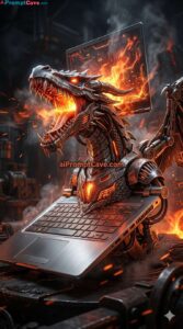 When Your Laptop Turn Into Dragon Monster - Free Ai Image Prompt