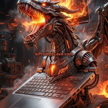 When Your Laptop Turn Into Dragon Monster - Free Ai Image Prompt