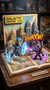 3D Comic Pop-Up Diorama Prompt for Heroes & Villains - Free Ai Image Prompt 3D Comic Pop-Up Diorama Prompt for Heroes & Villains - Free Ai Image Prompt