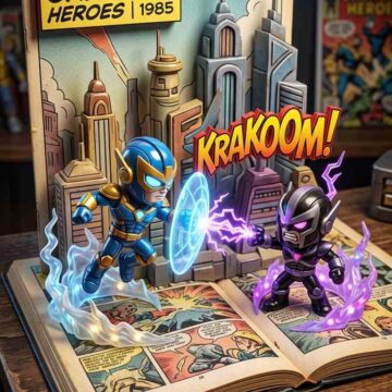 3D Comic Pop-Up Diorama Prompt for Heroes & Villains - Free Ai Image Prompt