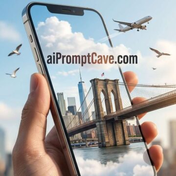 3D Travel Portal Smartphone Ad New York Cinematic Tourism Poster - Free Ai Image Prompt