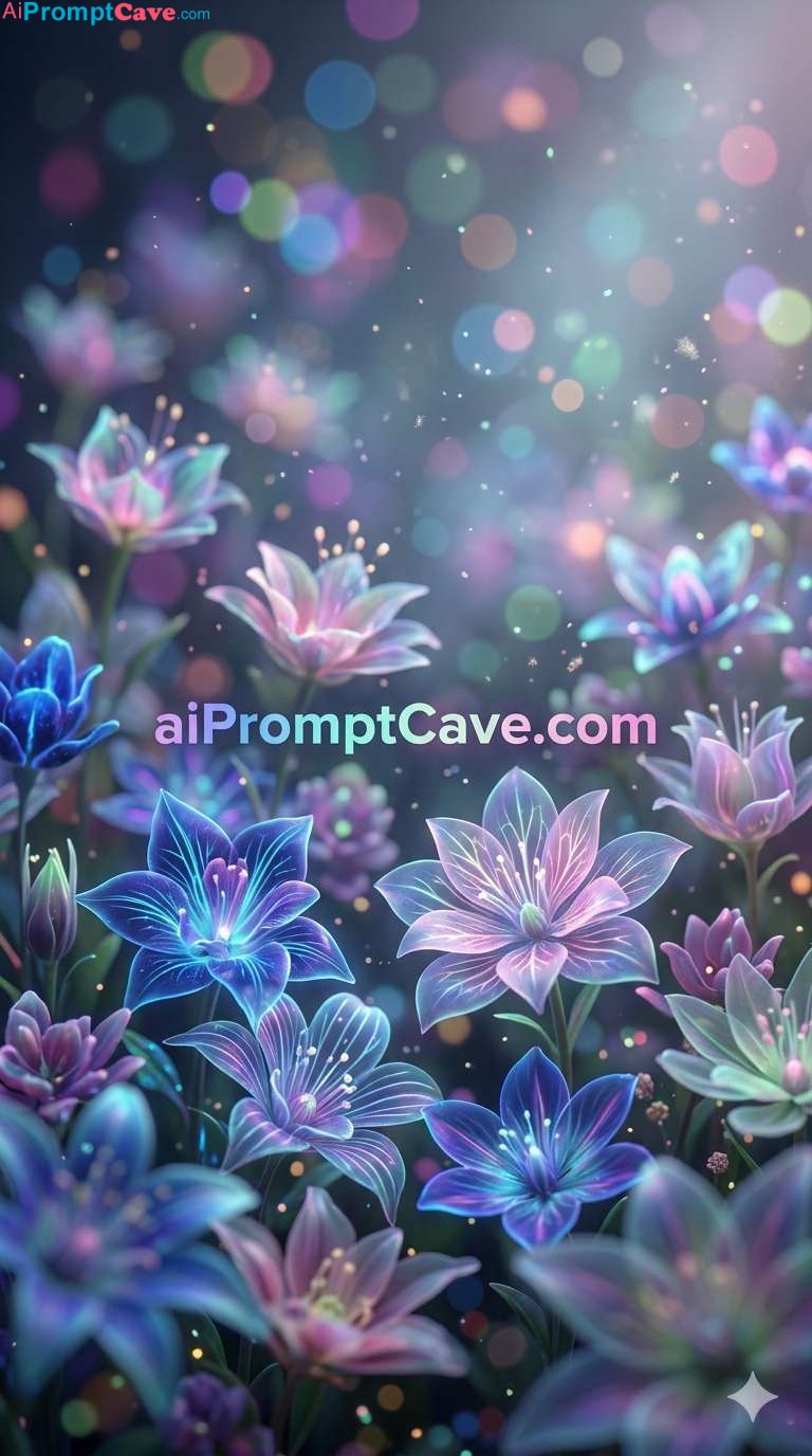 Alien Bokeh Flowers Dreamlike Fantasy Floral Scene Cinematic Glow - Free Ai Image Prompt