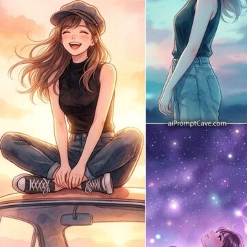 Anime Watercolor Three-Panel Split Composition - Free Ai Image Prompt