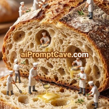 Artisan Bread Slice with Mini Chefs - Free Ai Prompt