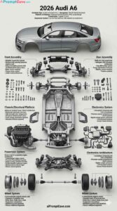 Audi A6 Infographics Engineering Poster Prompt - Free Ai Image Prompt
