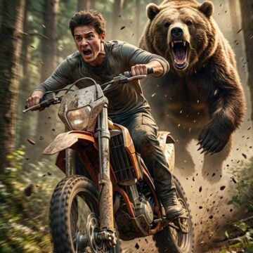 Bear Motorcycle Jungle Escape Scene - Free Ai Image Prompt