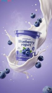 Blueberry Yogurt Splash Advertising Prompt - Free Ai Image Prompt