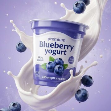 Blueberry Yogurt Splash Advertising Prompt - Free Ai Image Prompt