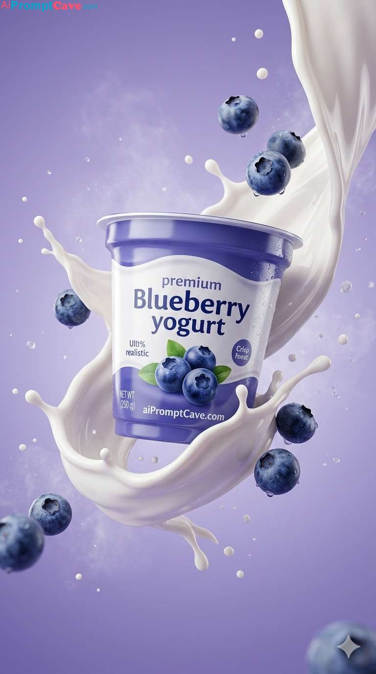 Blueberry Yogurt Splash Advertising Prompt – Free Ai Image Prompt Blueberry Yogurt Splash Advertising Prompt - Free Ai Image Prompt