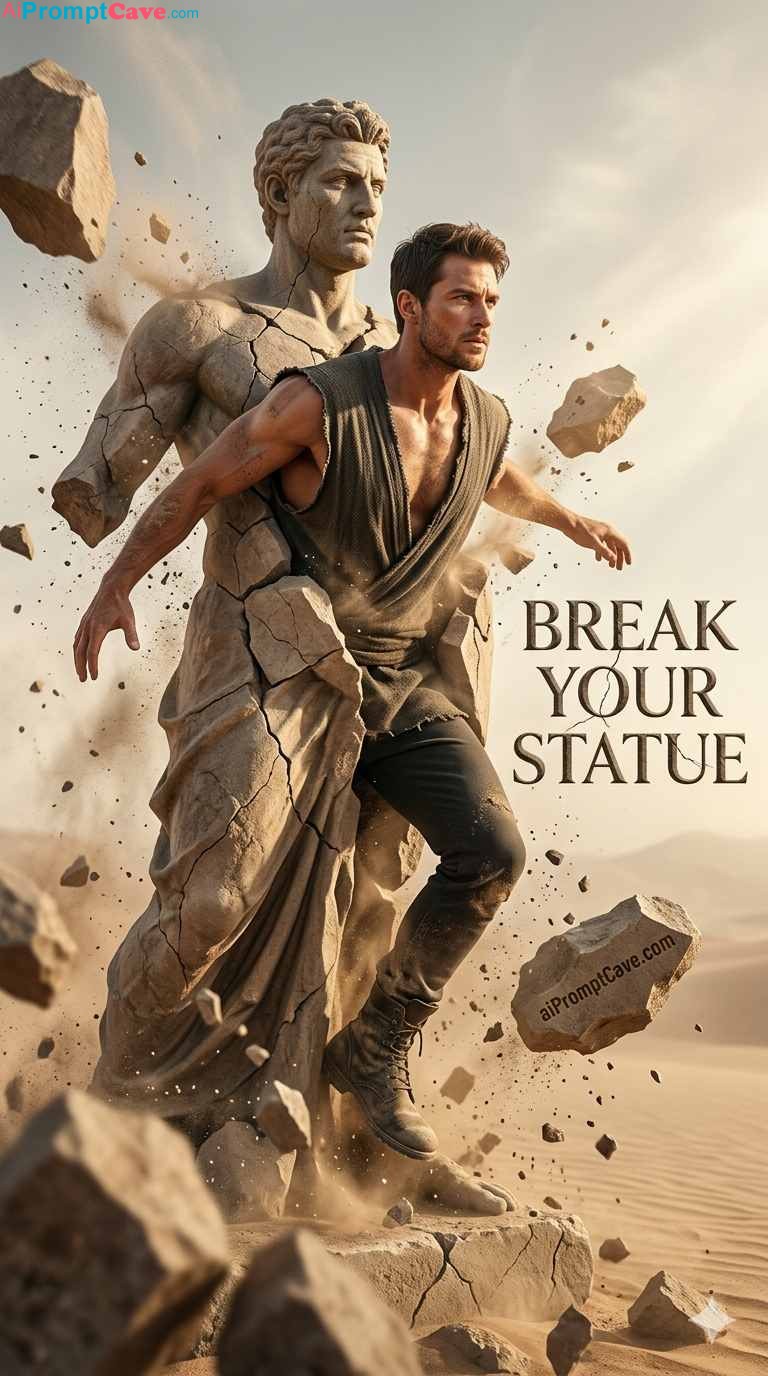 Breaking the Stone Identity – Mythological Transformation - Free Ai Image Prompt