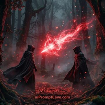 Cinematic Dark Forest Duel Prompt - Free Ai Image Prompt