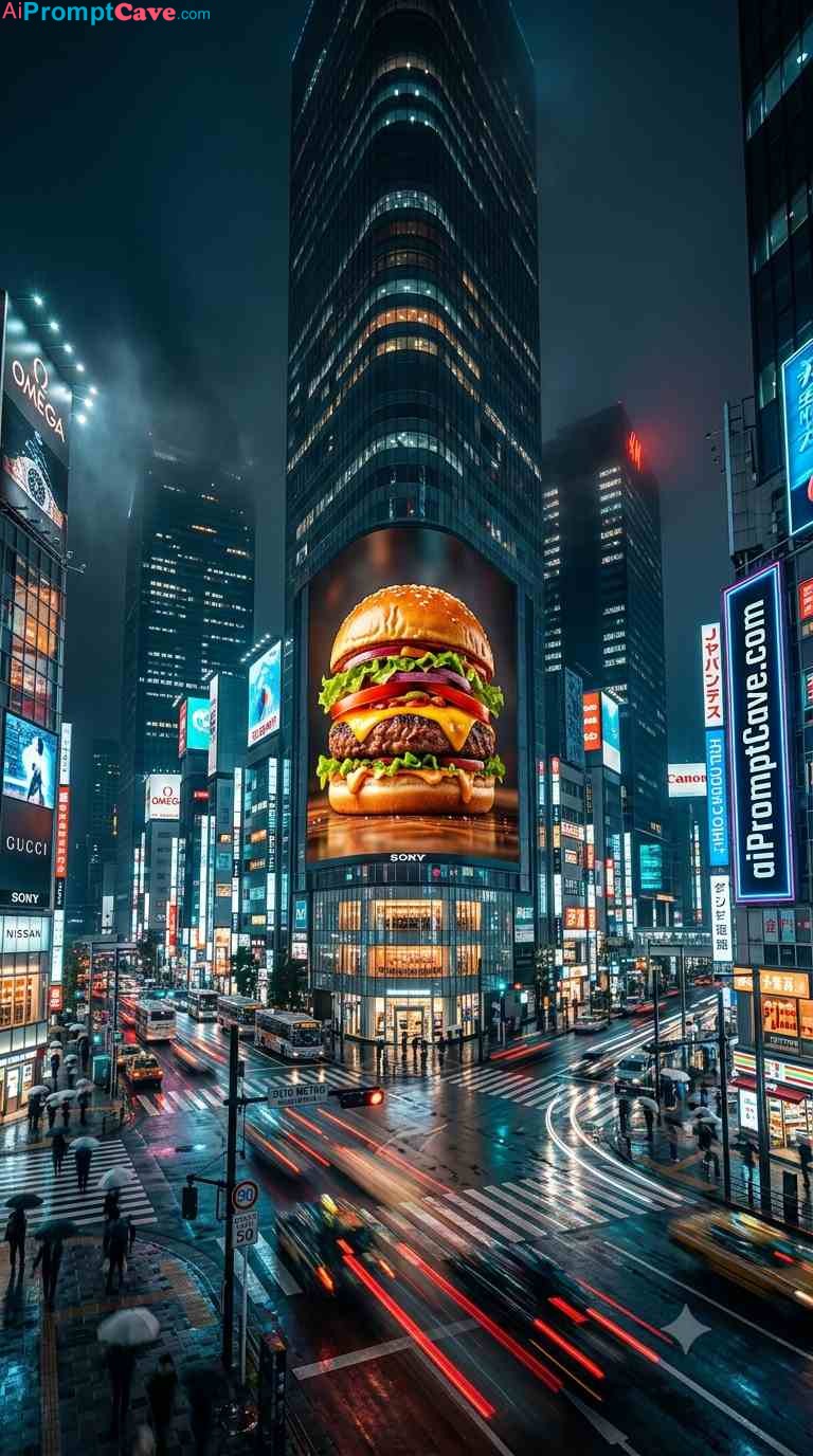 Cinematic Neon City Billboard AI Prompt for Hyper-Realistic Urban Ads - Free Ai Image Prompt