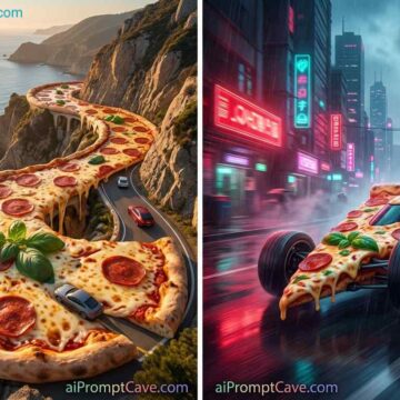 Cinematic Pizza Fantasy World Prompt for Surreal Food Landscapes - Free Ai Image Prompt