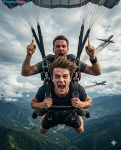 Cinematic Tandem Skydiving Action Prompt - Free Ai Image Prompt