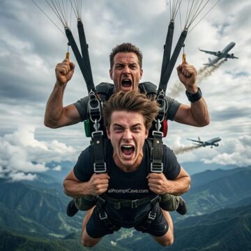 Cinematic Tandem Skydiving Action Prompt - Free Ai Image Prompt
