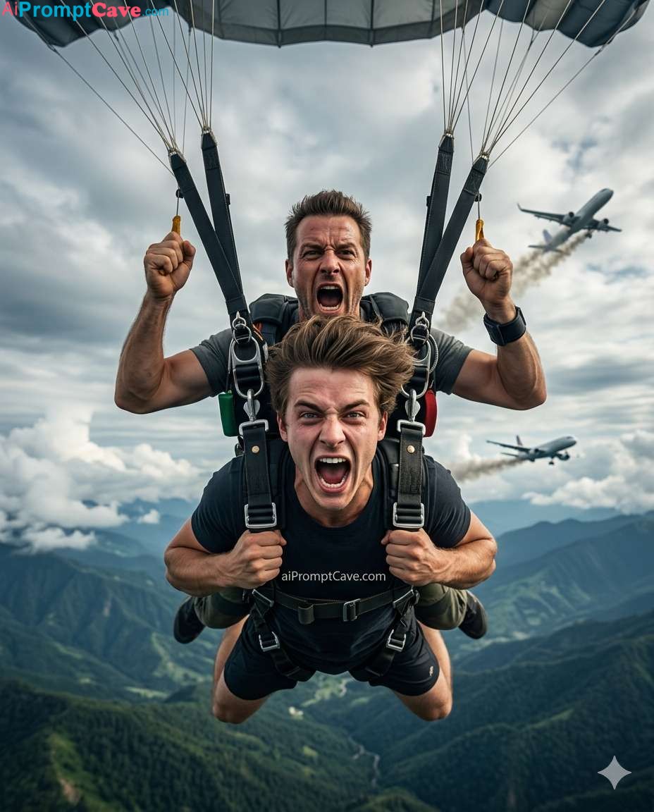 Cinematic Tandem Skydiving Action Prompt - Free Ai Image Prompt