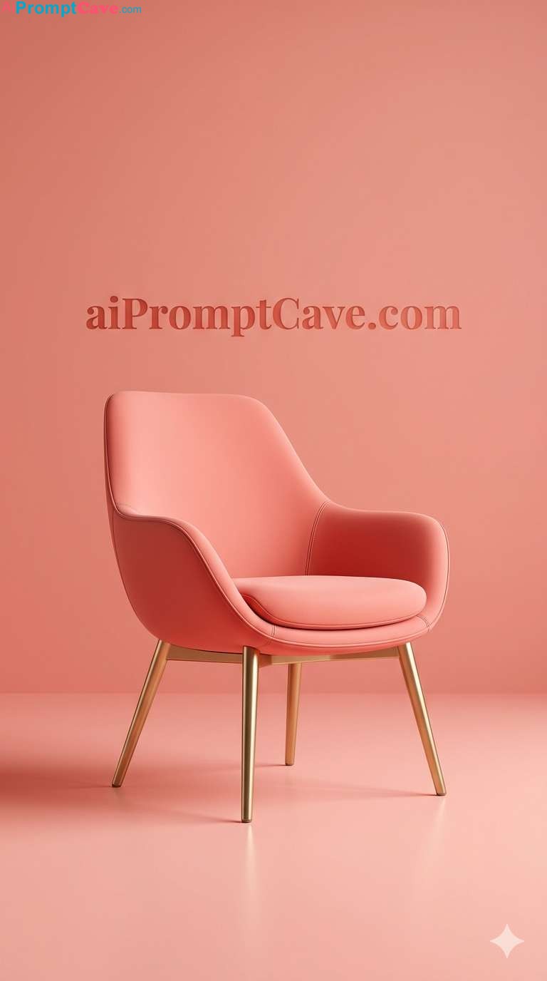 Coral Pink Chair Minimal Luxury Interior Design Aesthetic Poster - Free Ai Image Prompt