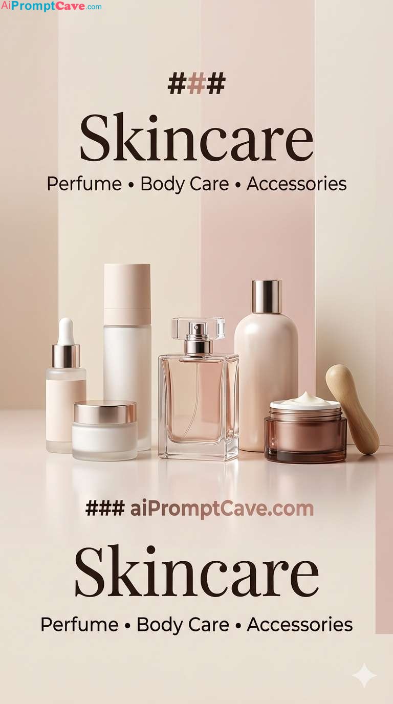 Cosmetics Store Banner Skincare Perfume Body Care Luxury Design - Free Ai Image Prompt