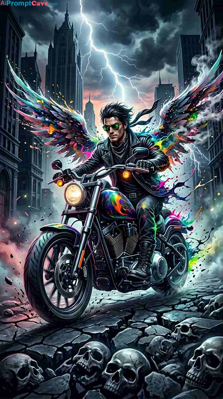 Dark Fantasy Angel Biker Prompt - Free Ai Image Prompt