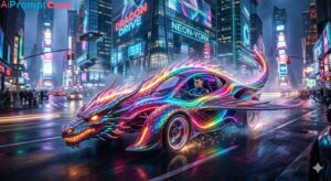 Dragon-Shaped Rainbow Car Prompt - Free Ai Image Prompt