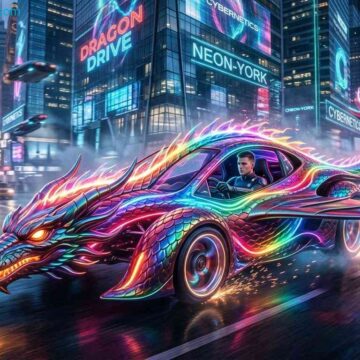 Dragon-Shaped Rainbow Car Prompt - Free Ai Image Prompt