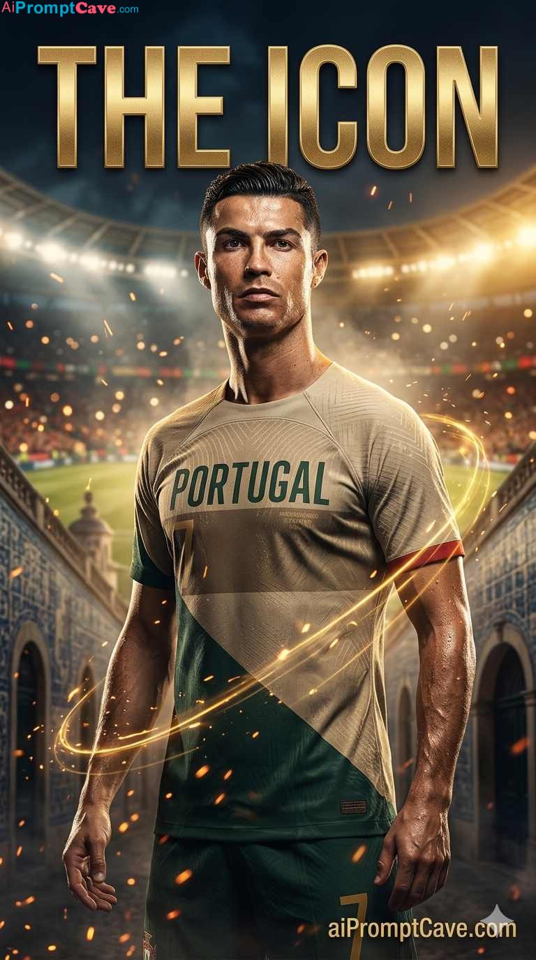 Elite Football Legend Cristiano Ronaldo Poster - Free Ai Image Prompt