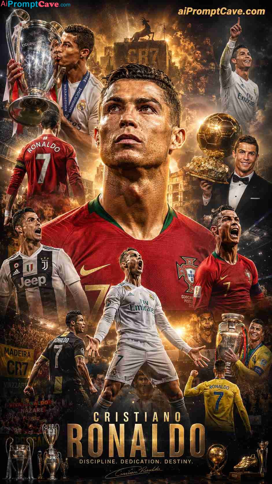 Epic Cristiano Ronaldo Career Poster Prompt - Free Ai Image Prompt
