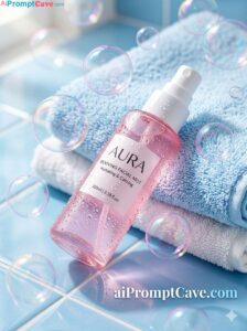 Facial Mist Bubbles Product Photography - Free Ai Image Prompt