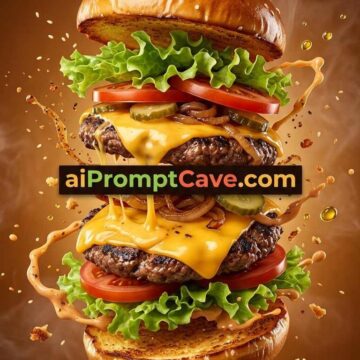 Floating Burger Explosion Product Ad - Free Ai Image Prompt