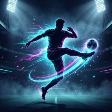 Football Neon Cyan Poster Prompt - Free Ai Image Prompt
