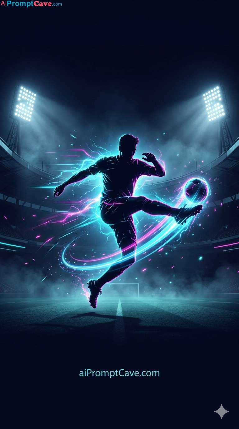 Football Neon Cyan Poster Prompt - Free Ai Image Prompt