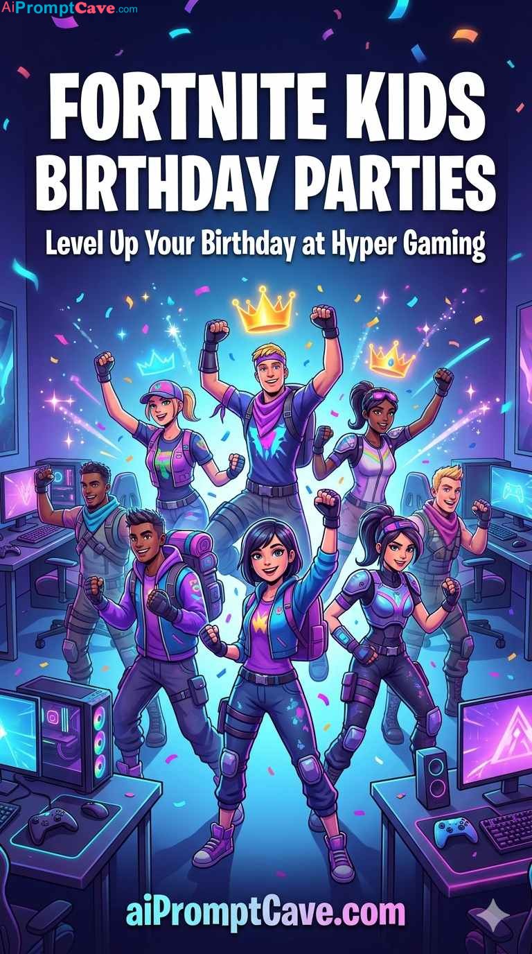 Fortnite Party Gaming Poster Prompt - Free Ai Image Prompt