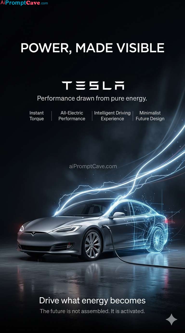 Futuristic Tesla Energy Creation Poster Concept Prompt - Free Ai Image Prompt