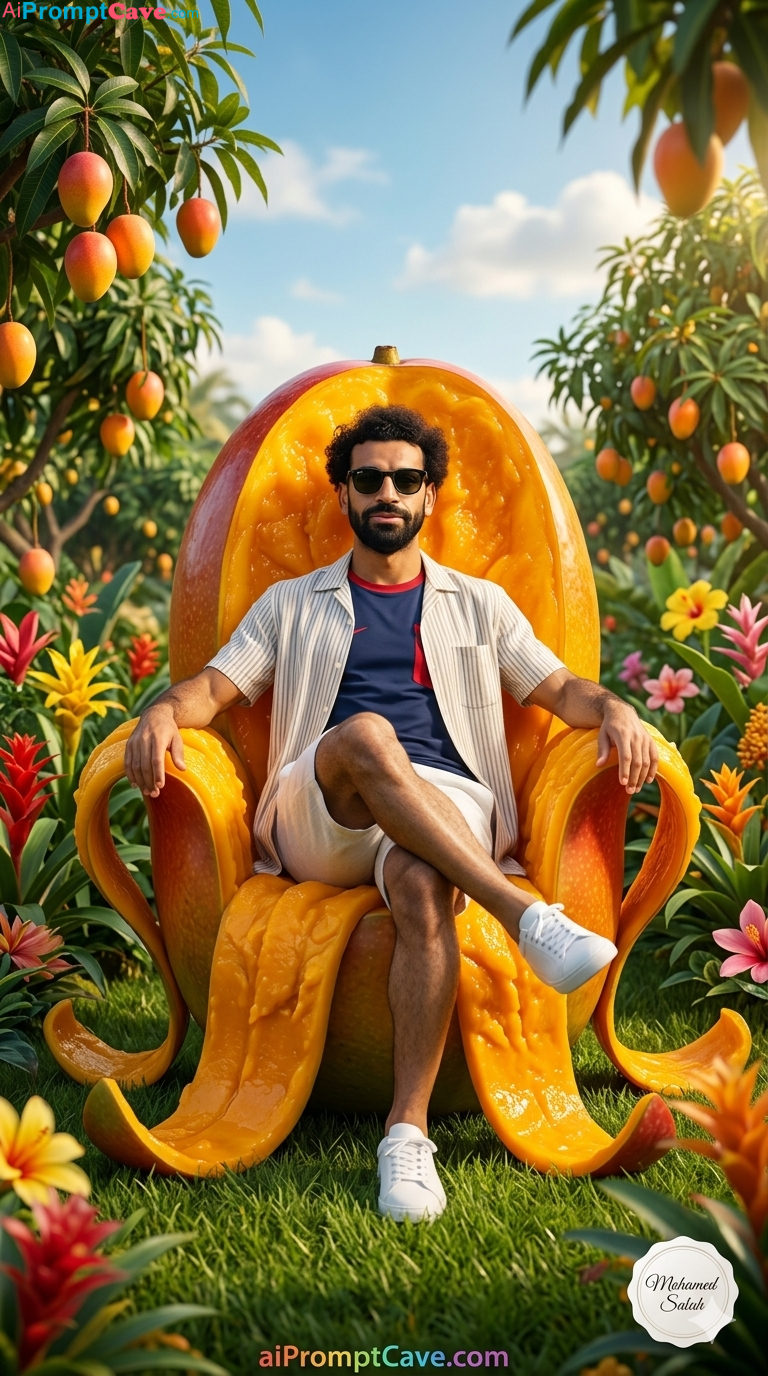Mohamed Salah Mango Throne Prompt - Free Ai Image Prompt