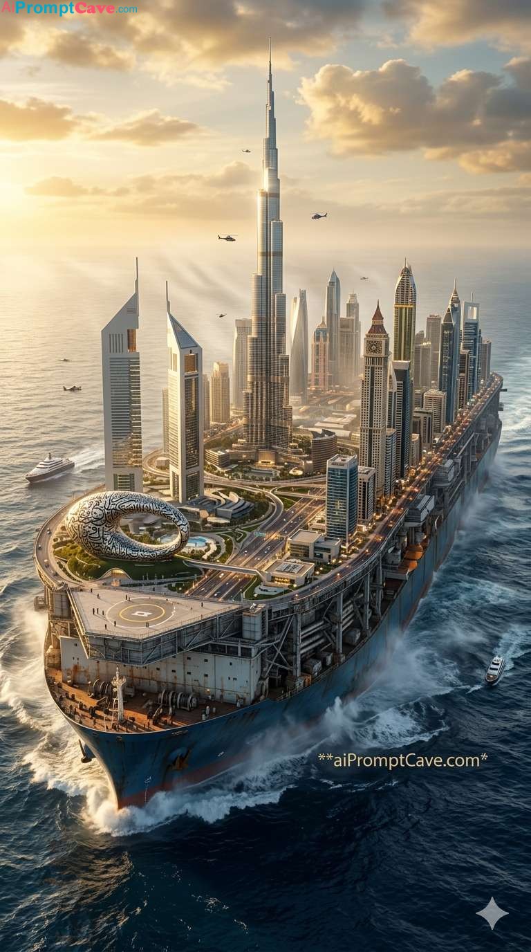 Giant Ship with Dubai City Prompt – Free Ai Image Prompt Giant Ship with Dubai City Prompt - Free Ai Image Prompt