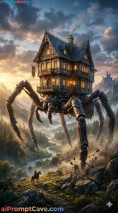 Giant Spider-Leg Walking House Prompt - Free Ai Image Prompt
