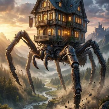 Giant Spider-Leg Walking House Prompt - Free Ai Image Prompt