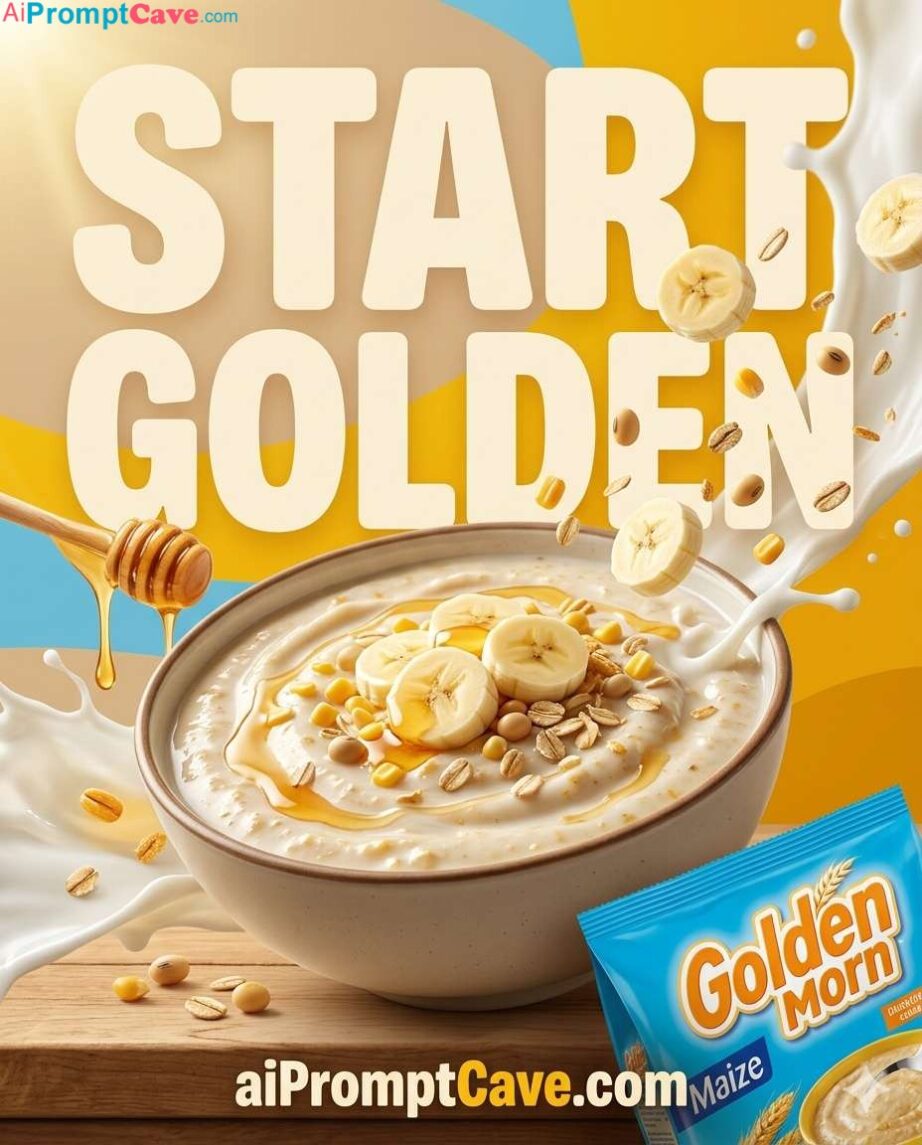 Golden Morn Viral FMCG Breakfast Poster Prompt - Free Ai Image Prompt