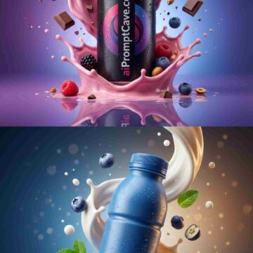 Hyper-Realistic Beverage Splash Product Photography Dual Scene Concept - Free Ai Image Prompt