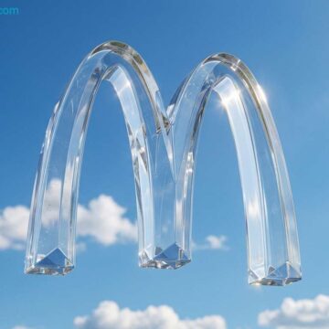 Hyper-Realistic Glass Logo Sculpture in Sky CGI Product Render - Free Ai Image Prompt