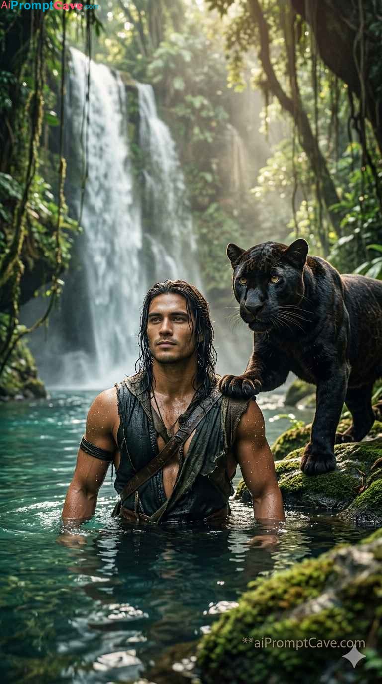 Jungle Man & Black Panther Prompt - Free Ai Image Prompt